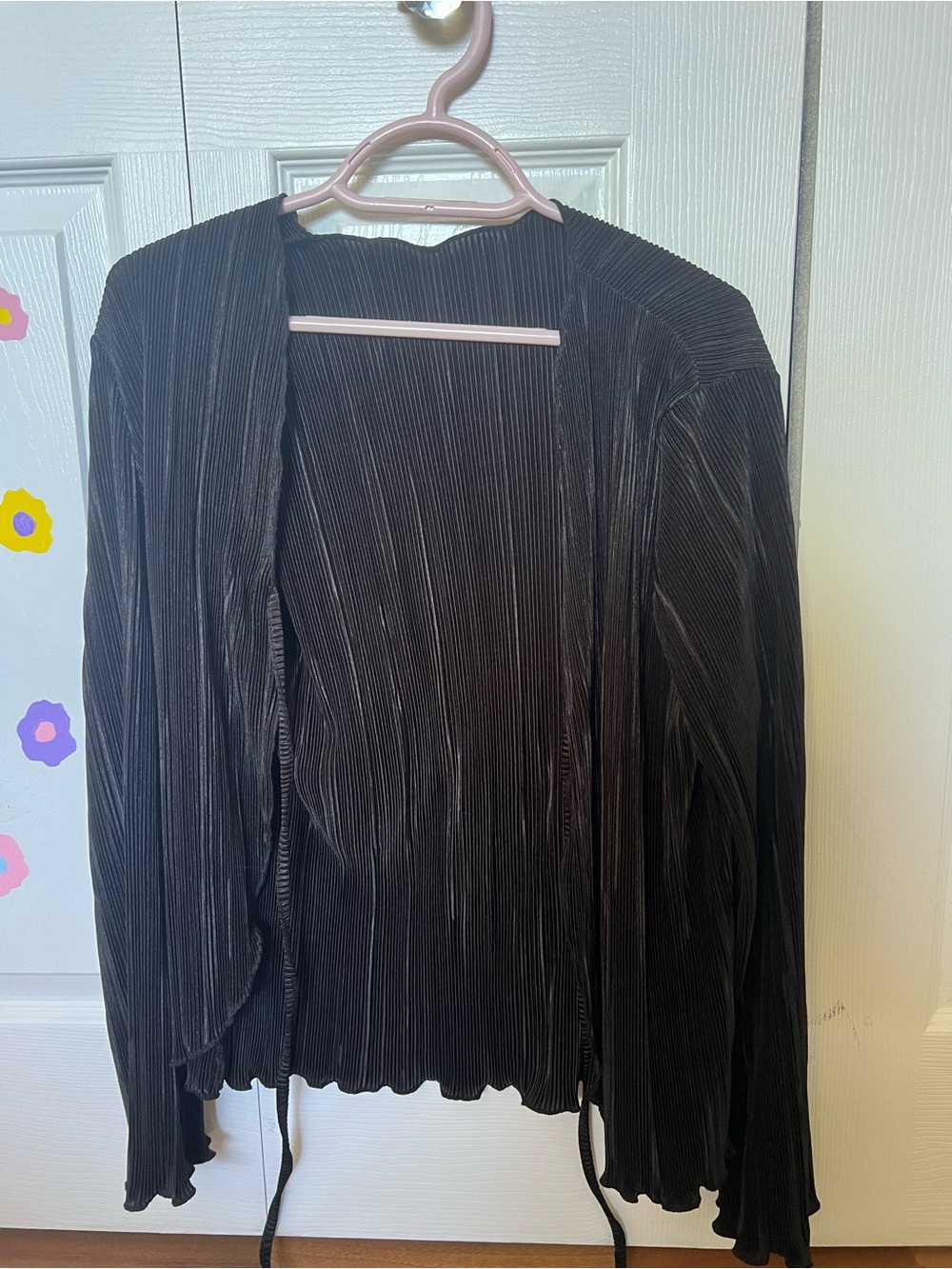 Black pleated cardigan/cover-up